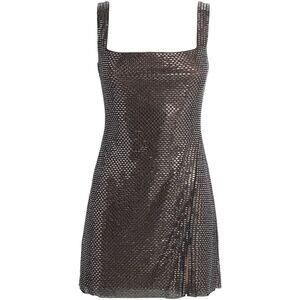 Self Portrait Gunmetal Rhinestone Mesh Mini Dress
